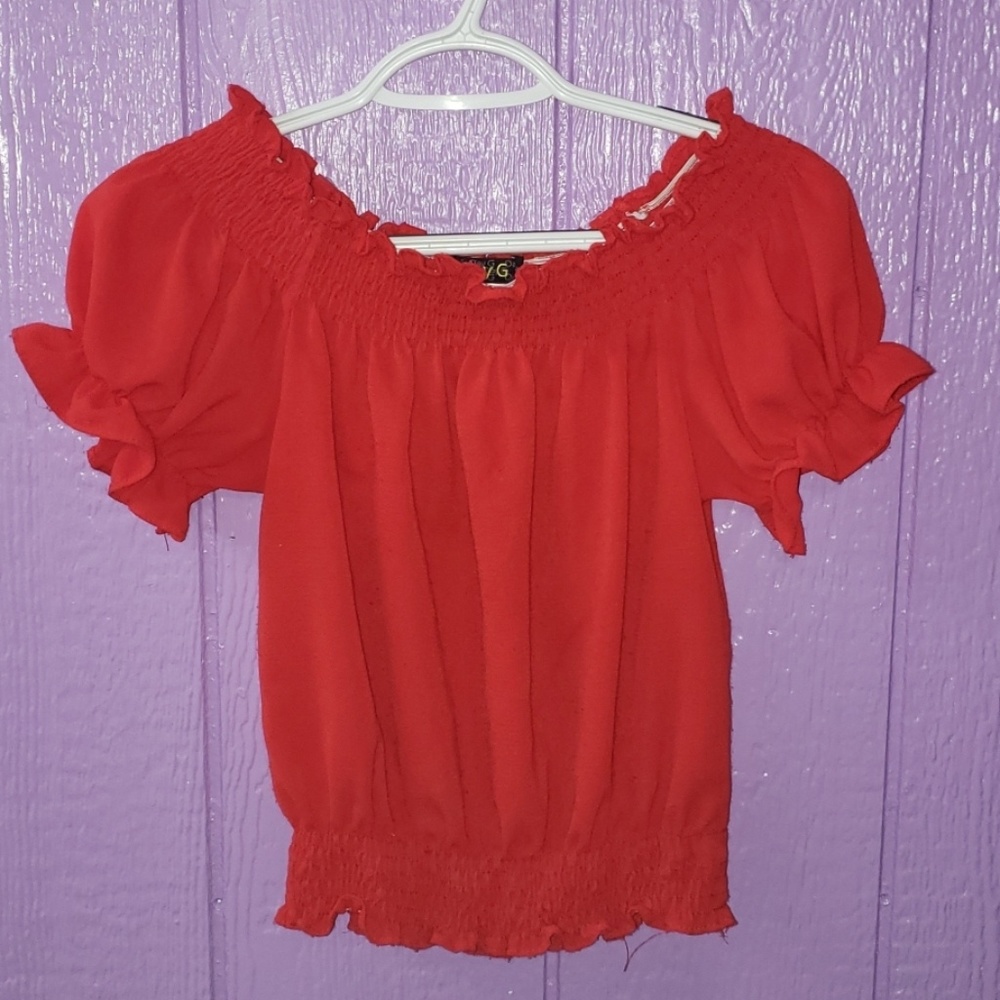 Off Shoulder Red Blouse